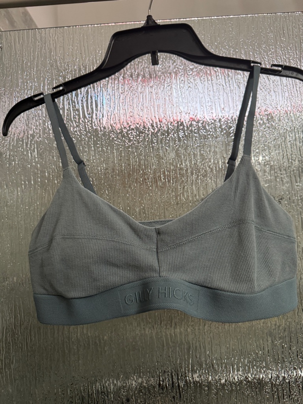 Gilly Hicks Seamless Ribbed Bralette in Slate Blue-Green